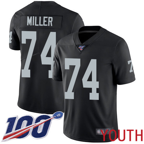 Oakland Raiders Limited Black Youth Kolton Miller Home Jersey NFL Football 74 100th Season Vapor Jersey